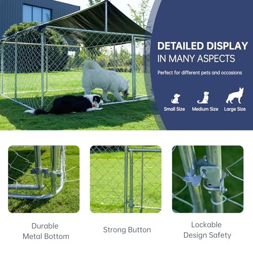 Petony 6.56'x 6.56' Outdoor Dog Enclosure Heavy Duty Dog Kennel House Mesh