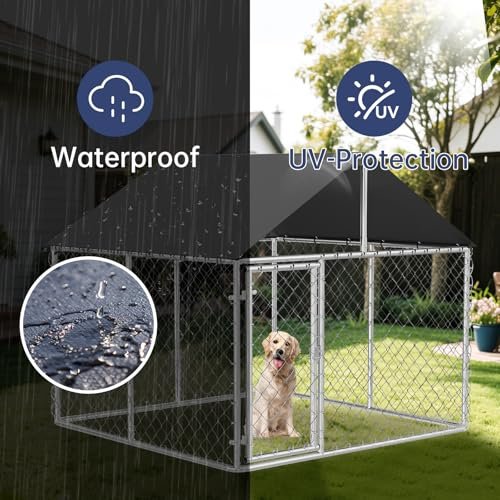 Petony 6.56'x 6.56' Outdoor Dog Enclosure Heavy Duty Dog Kennel House Mesh