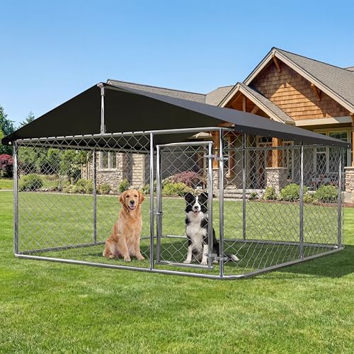 Petony 6.56'x 6.56' Outdoor Dog Enclosure Heavy Duty Dog Kennel House Mesh