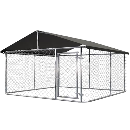Petony Outdoor Dog Enclosure Heavy Duty Dog Kennel House Mesh Dog Big Cage Pet Kennel Steel Fence with Secure Lock